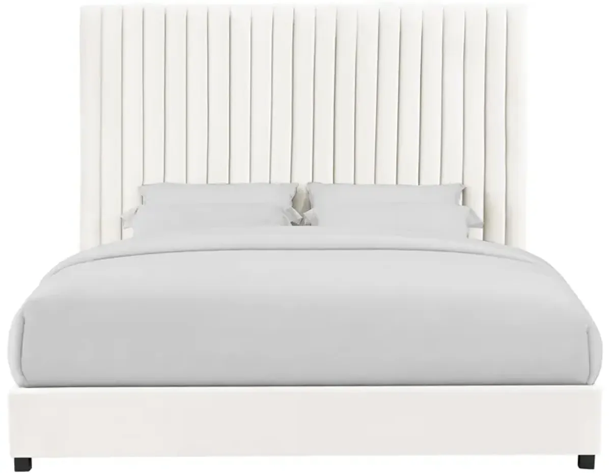 Arabelle White Velvet Bed in King