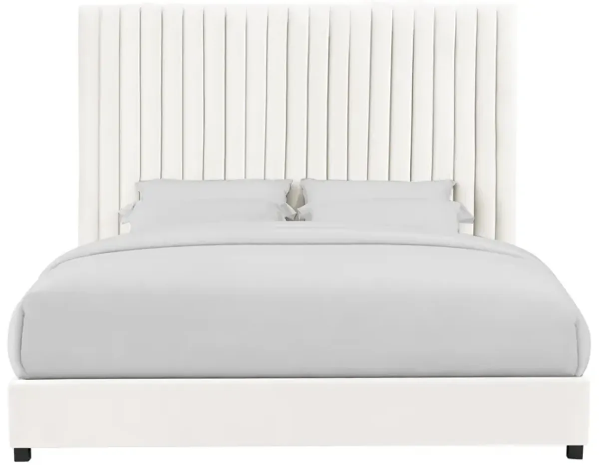 Arabelle White Velvet Bed in King