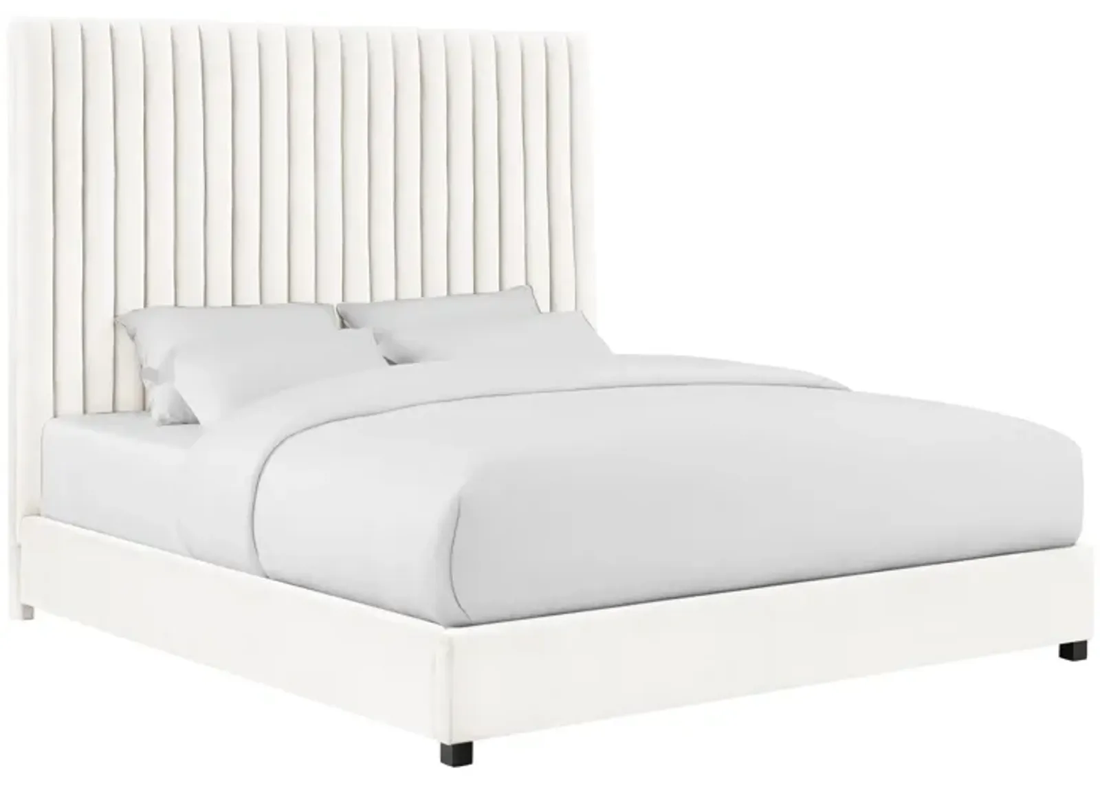 Arabelle White Velvet Bed in King