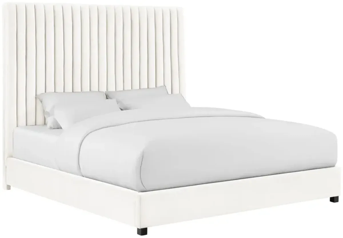 Arabelle White Velvet Bed in King
