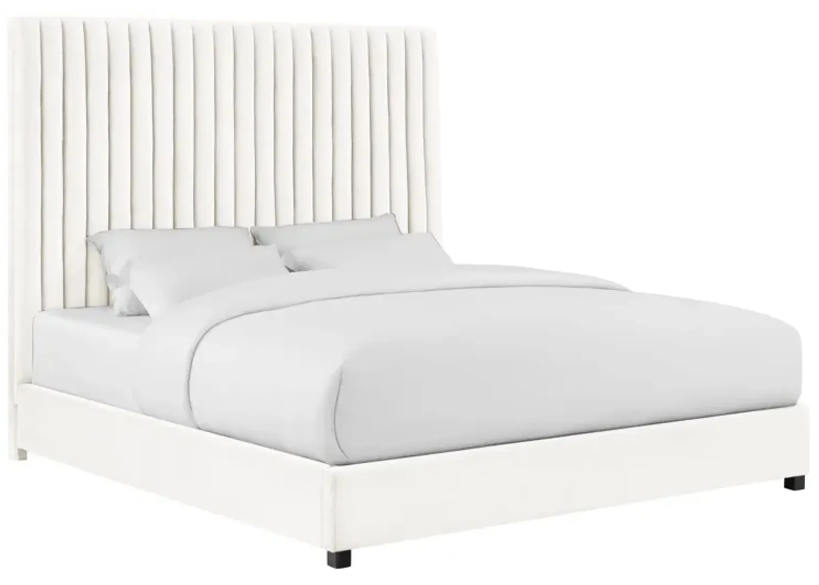 Arabelle White Velvet Bed in Queen