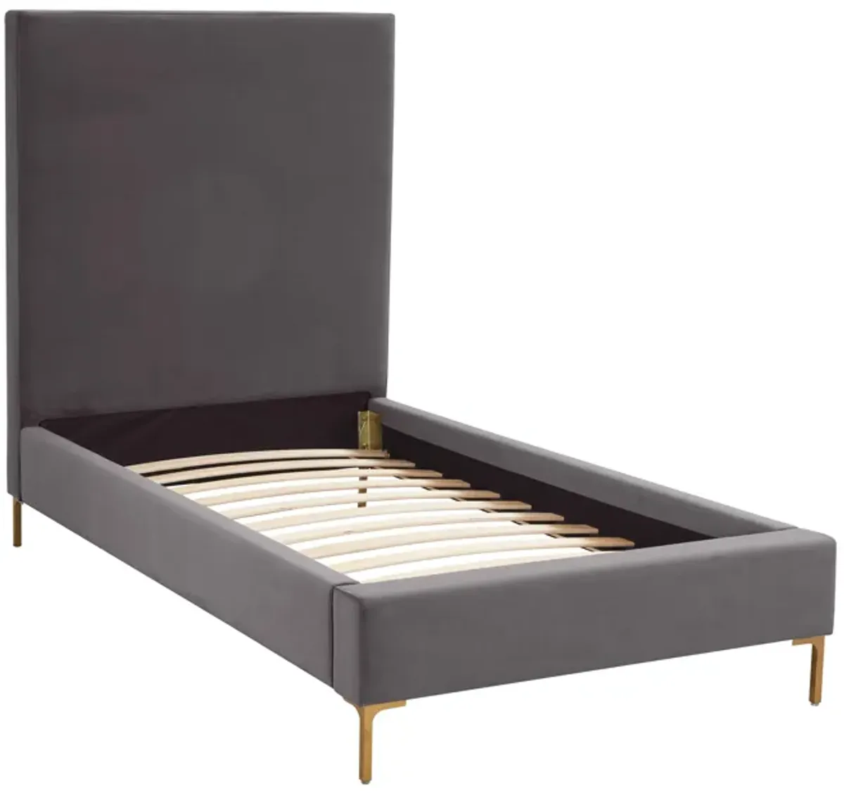 Delilah Grey Velvet Bed in Twin