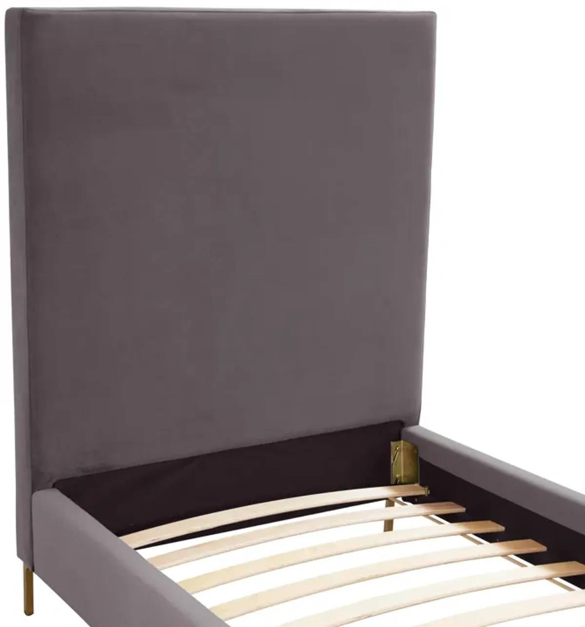 Delilah Grey Velvet Bed in Twin