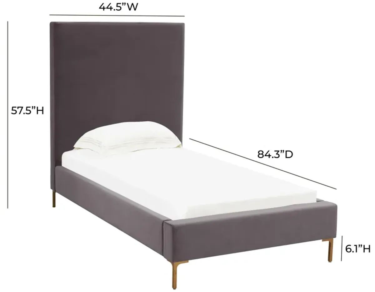 Delilah Grey Velvet Bed in Twin