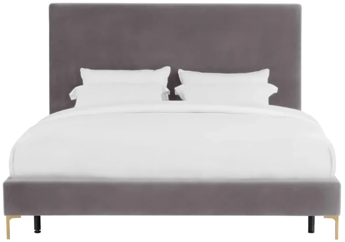 Delilah Grey Velvet Bed in Twin