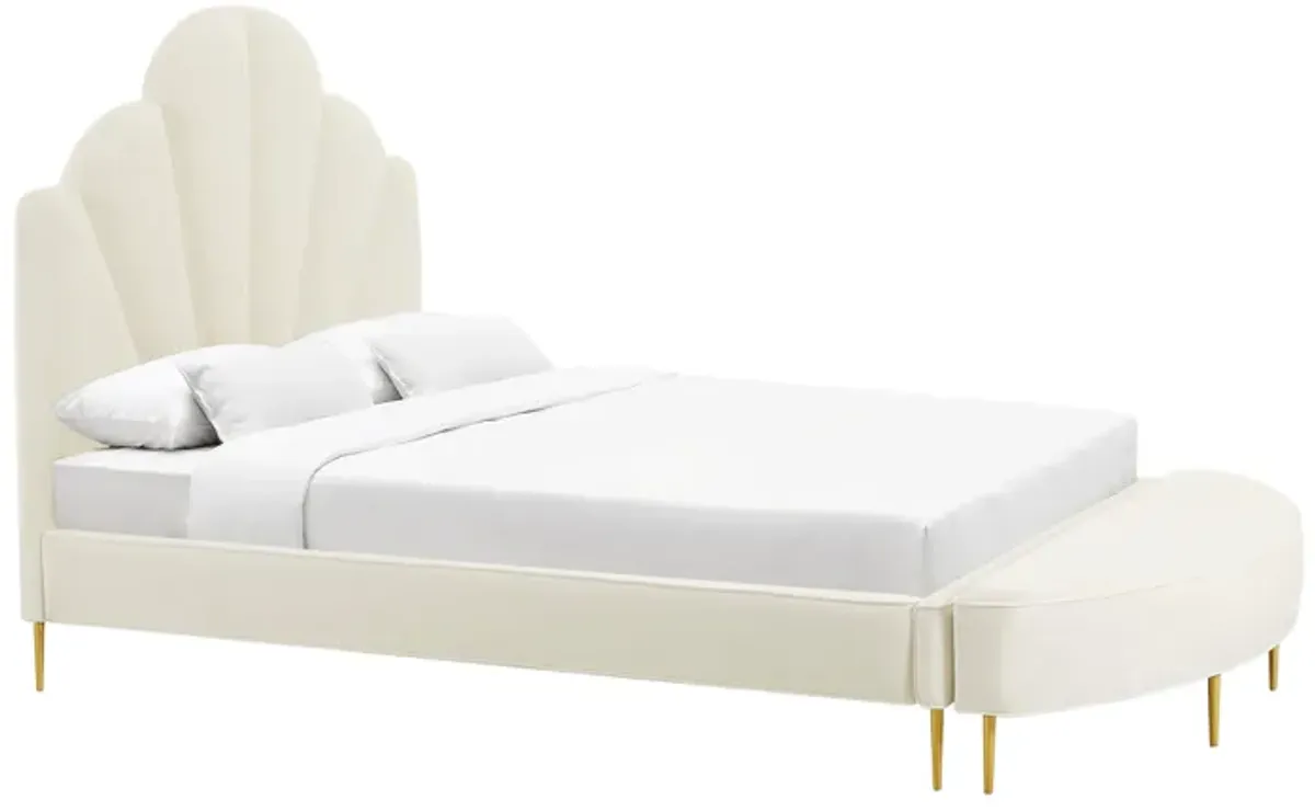 Bianca Cream Velvet Bed in King