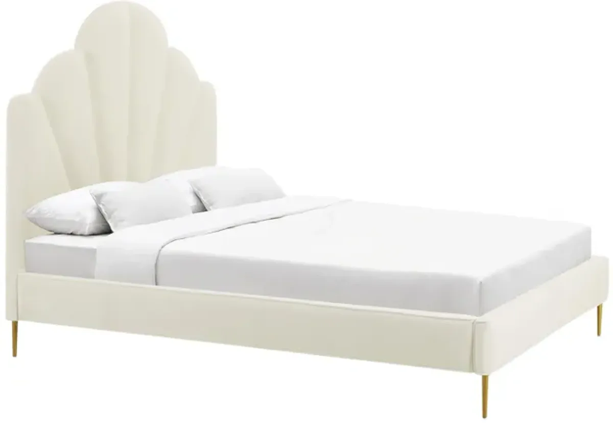 Bianca Cream Velvet Bed in King