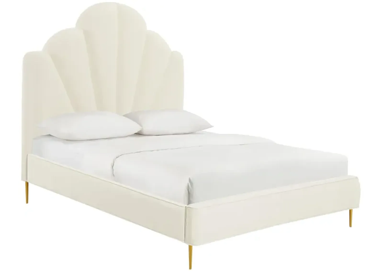 Bianca Cream Velvet Bed in Queen