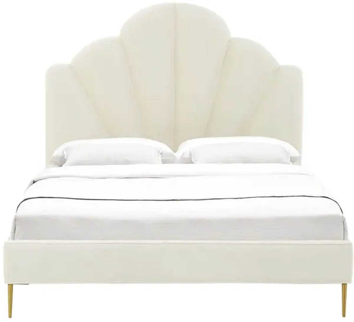 Bianca Cream Velvet Bed in Full