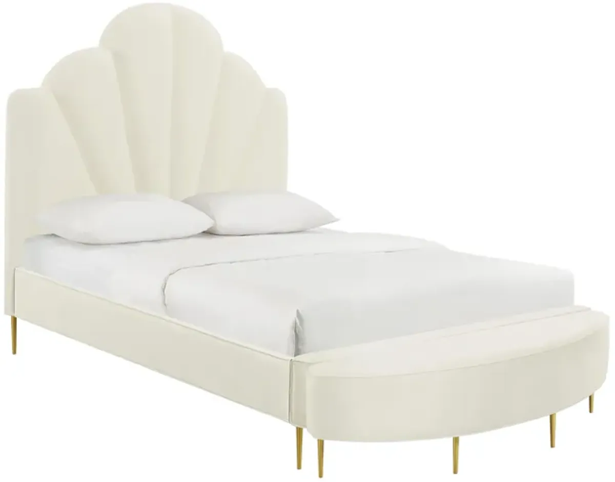 Bianca Cream Velvet Bed in Full