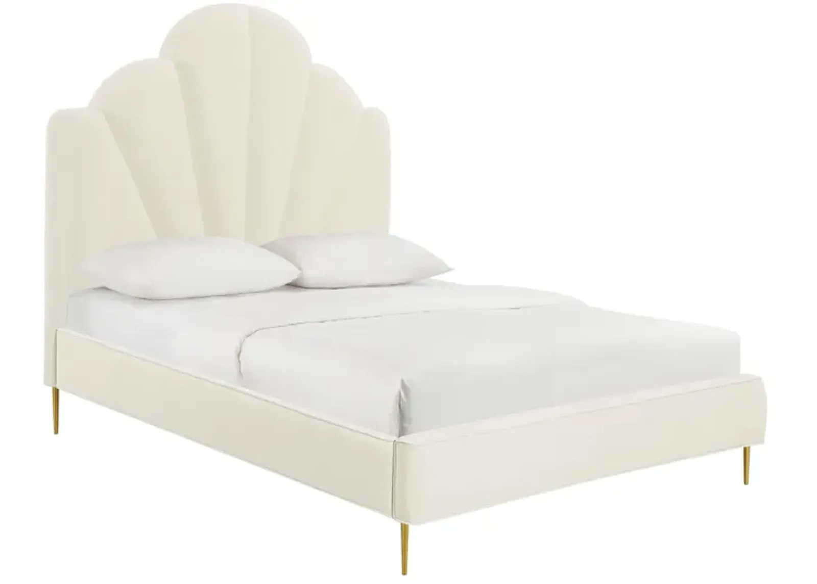 Bianca Cream Velvet Bed in Full