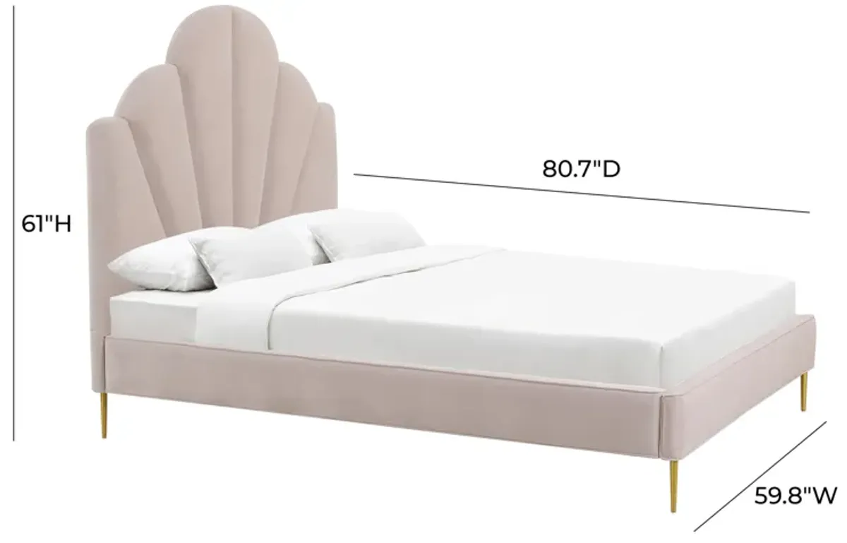 Bianca Blush Velvet Bed in Full