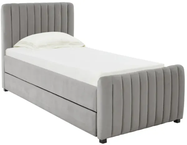 Angela Grey Velvet Trundle Bed in Twin