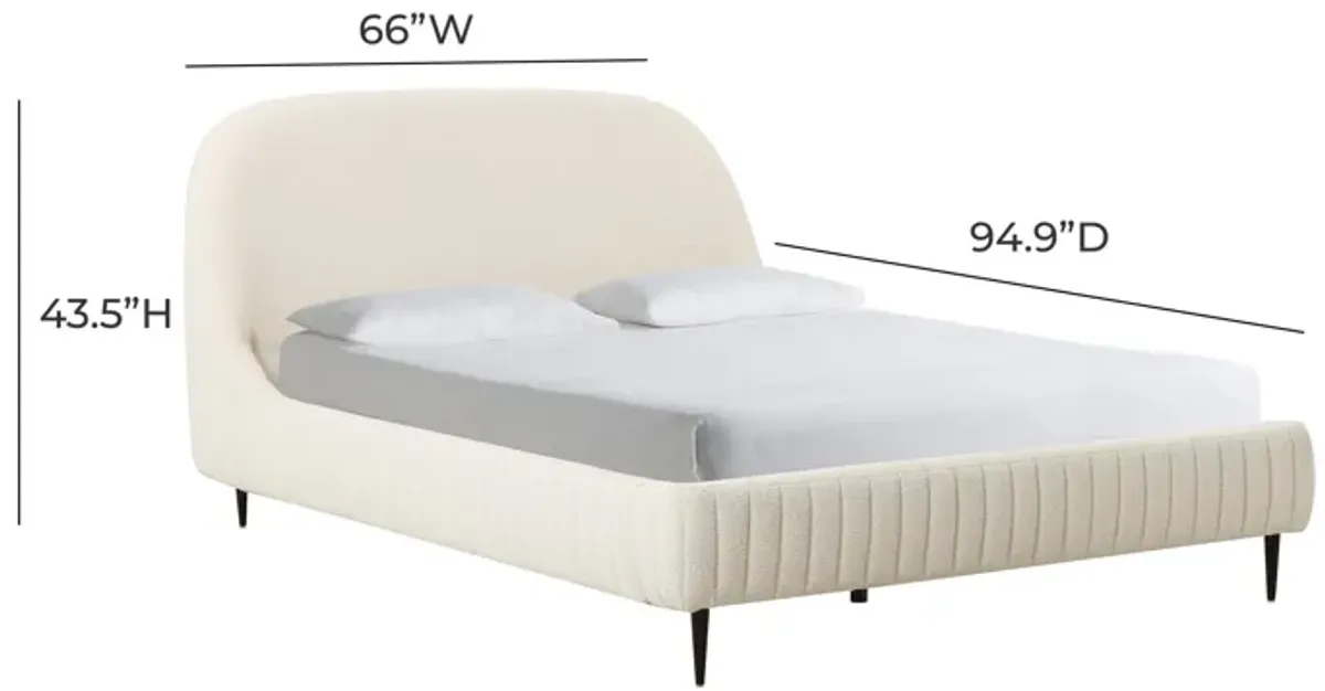 Denise Cream Boucle Bed in Queen