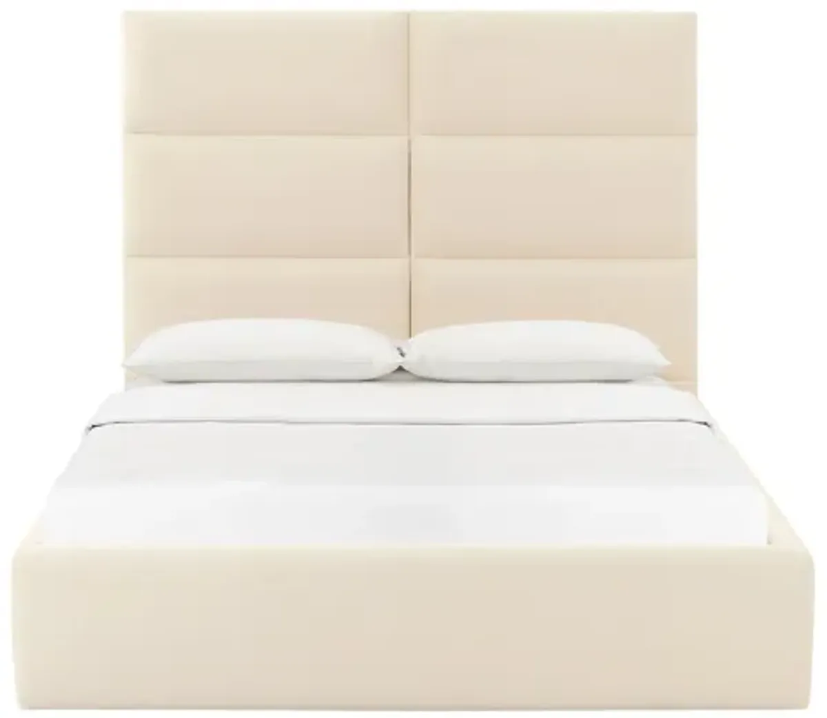 Eliana Cream Velvet Queen Bed