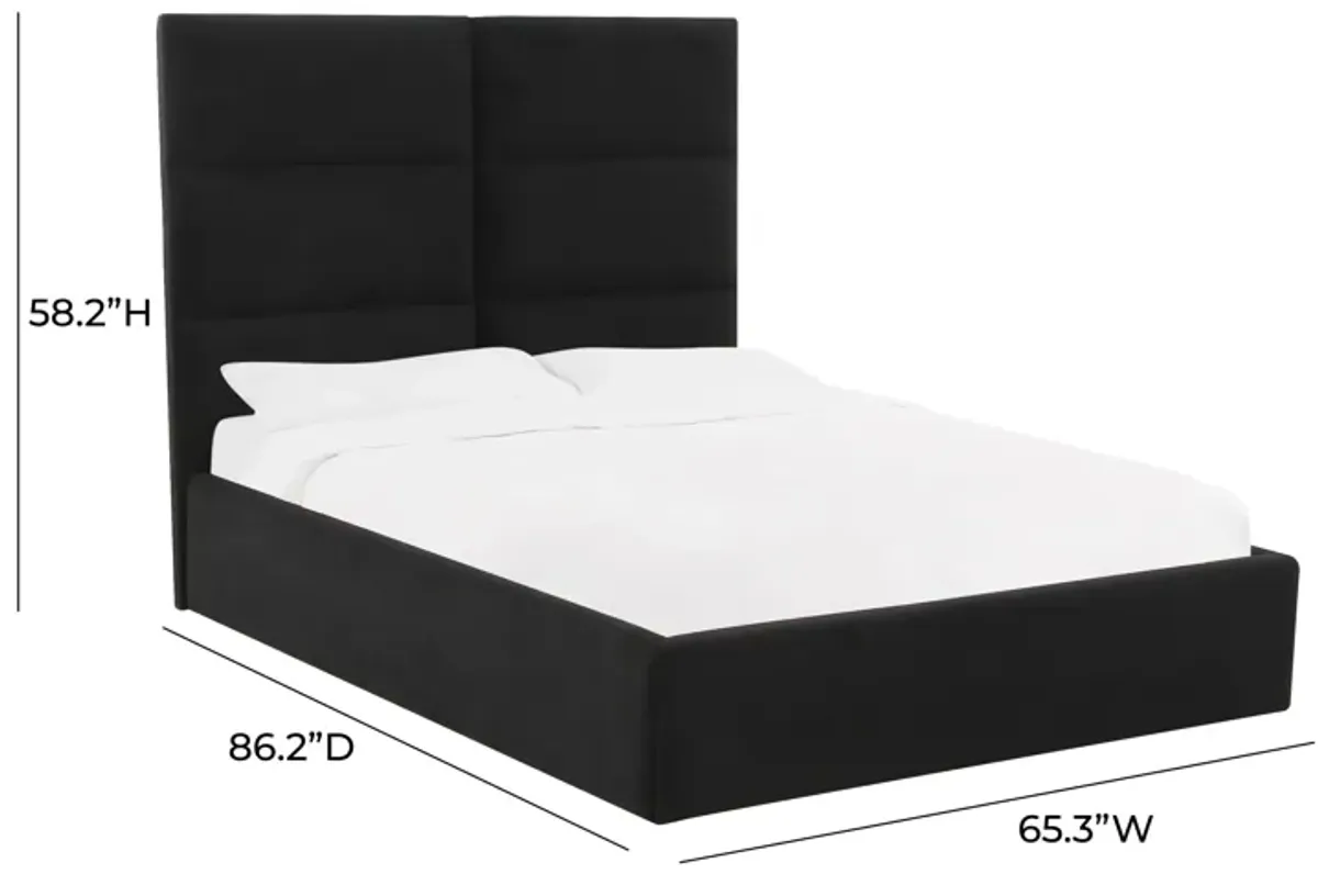 Eliana Black Velvet Queen Bed