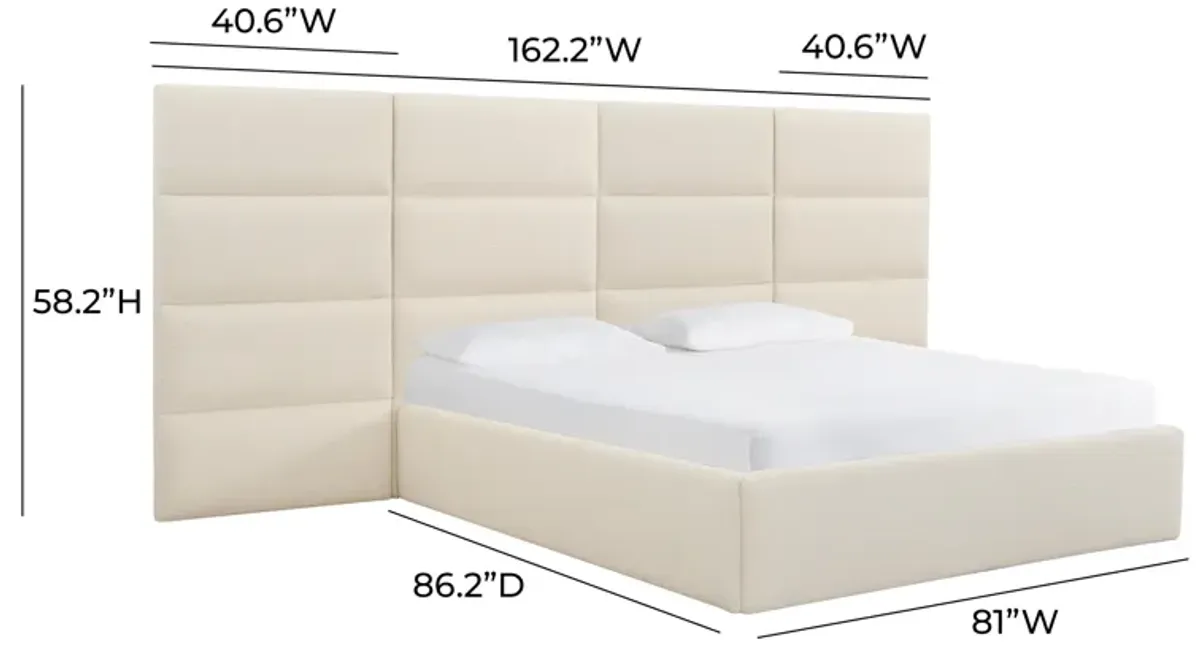 Eliana Cream Boucle King Bed with Wings