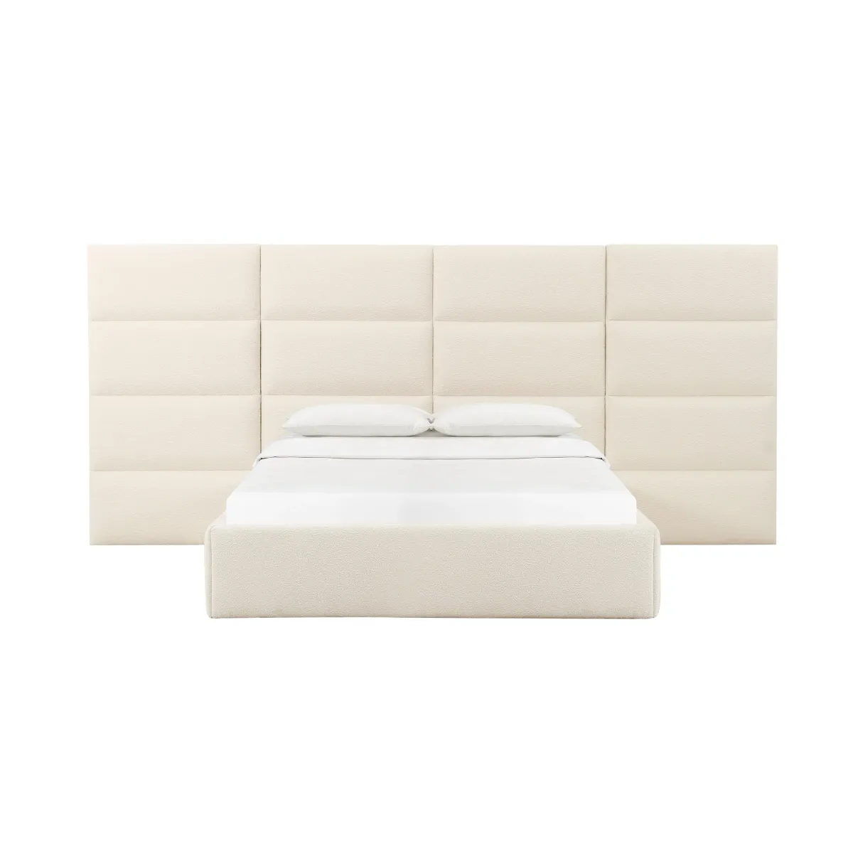 Eliana Cream Boucle King Bed with Wings