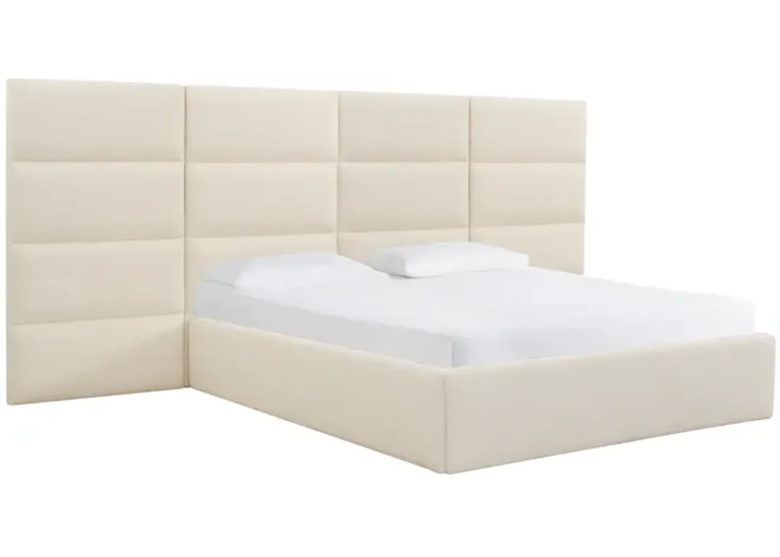 Eliana Cream Boucle King Bed with Wings