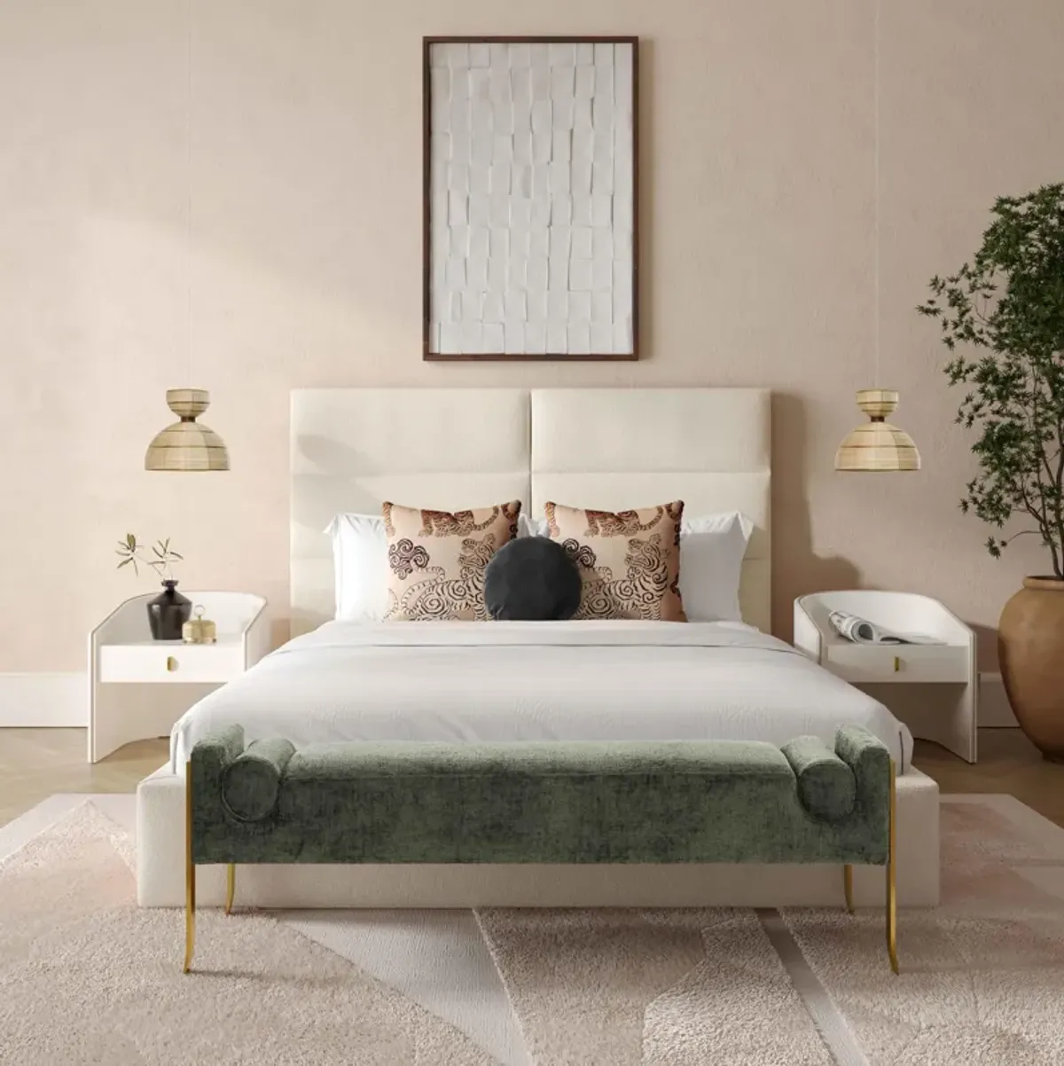 Eliana Cream Boucle Queen Bed