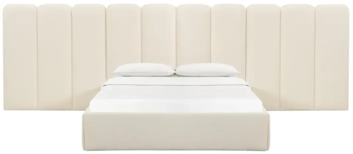 Palani Cream Boucle King Bed with Wings