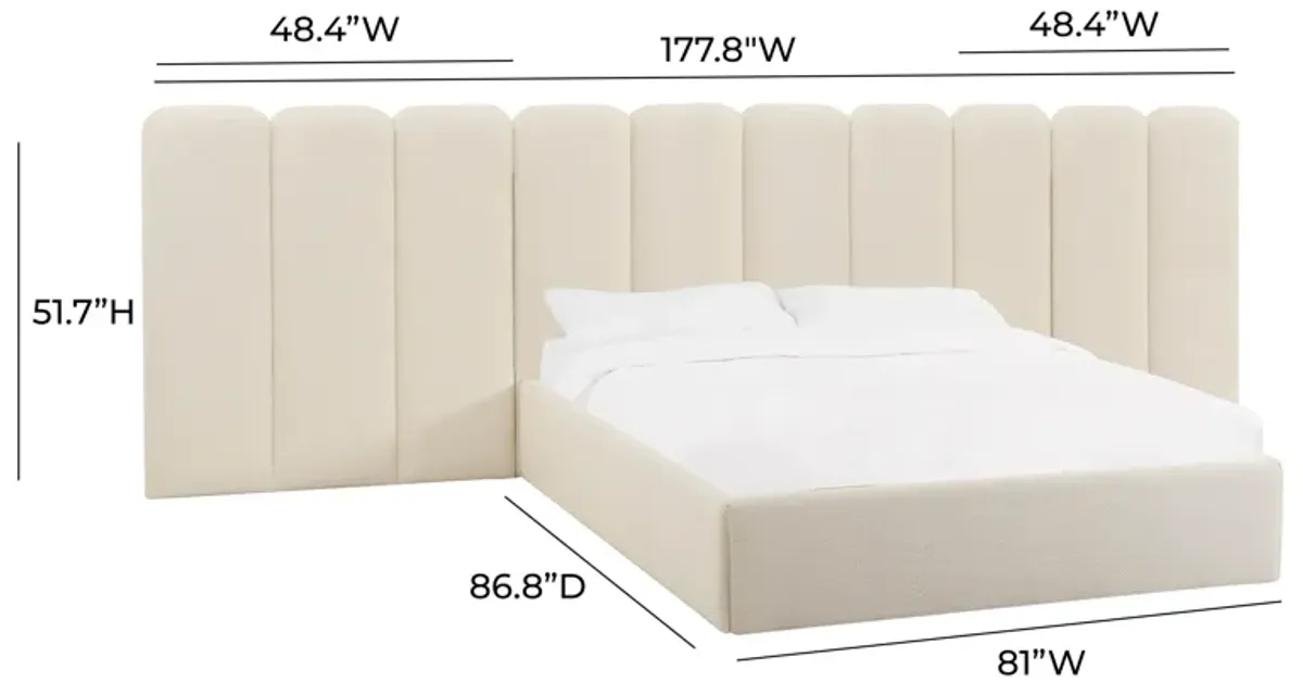 Palani Cream Boucle King Bed with Wings