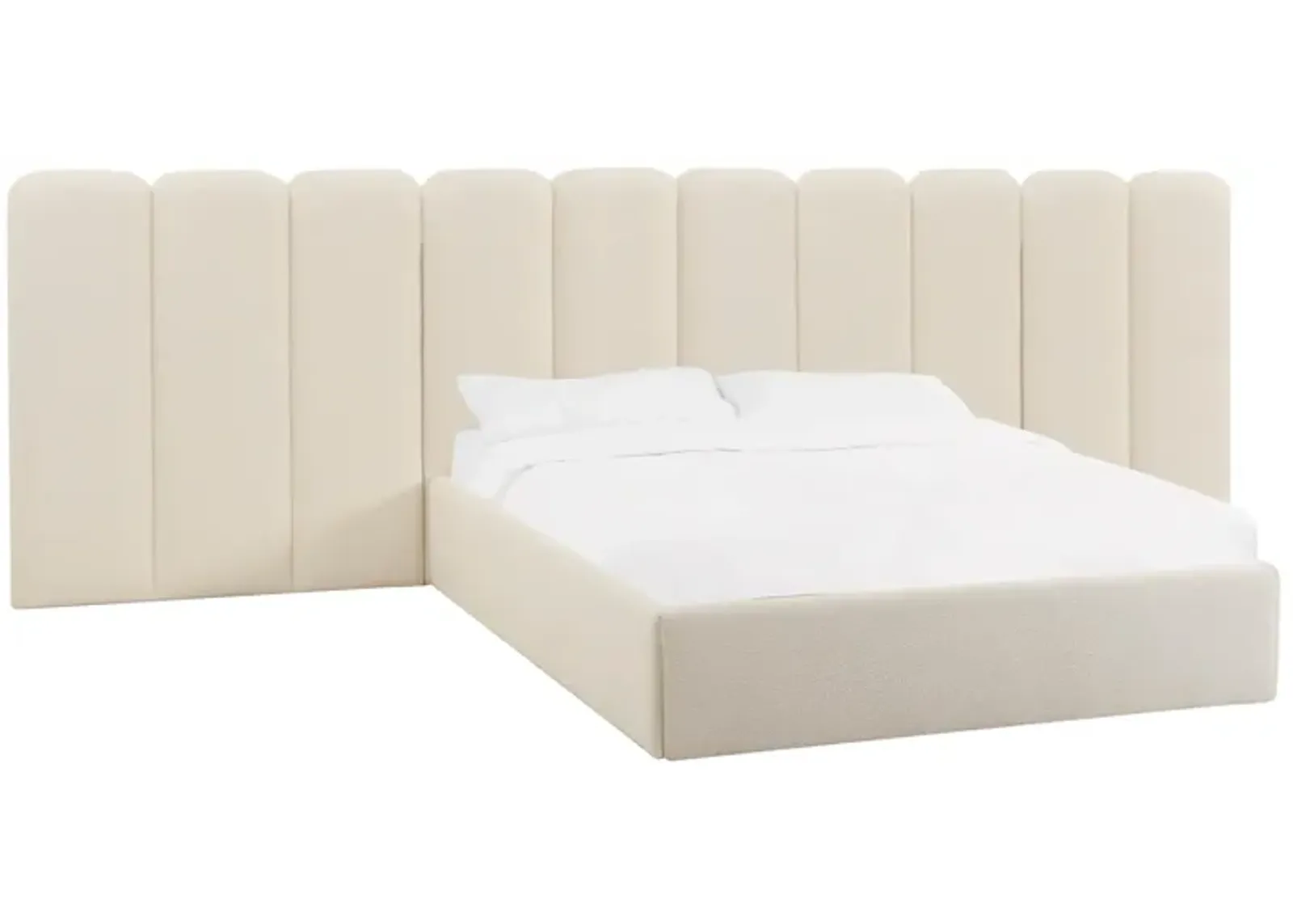 Palani Cream Boucle King Bed with Wings