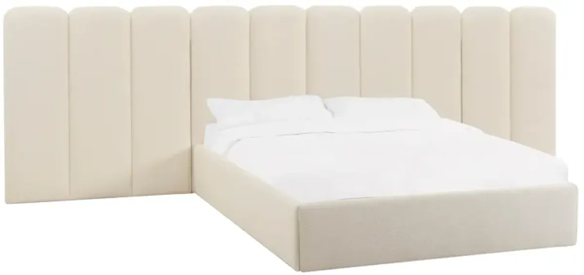 Palani Cream Boucle King Bed with Wings