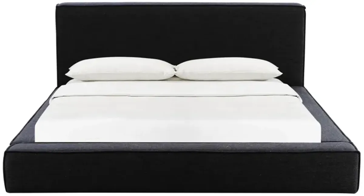 Olafur Black Linen King Bed