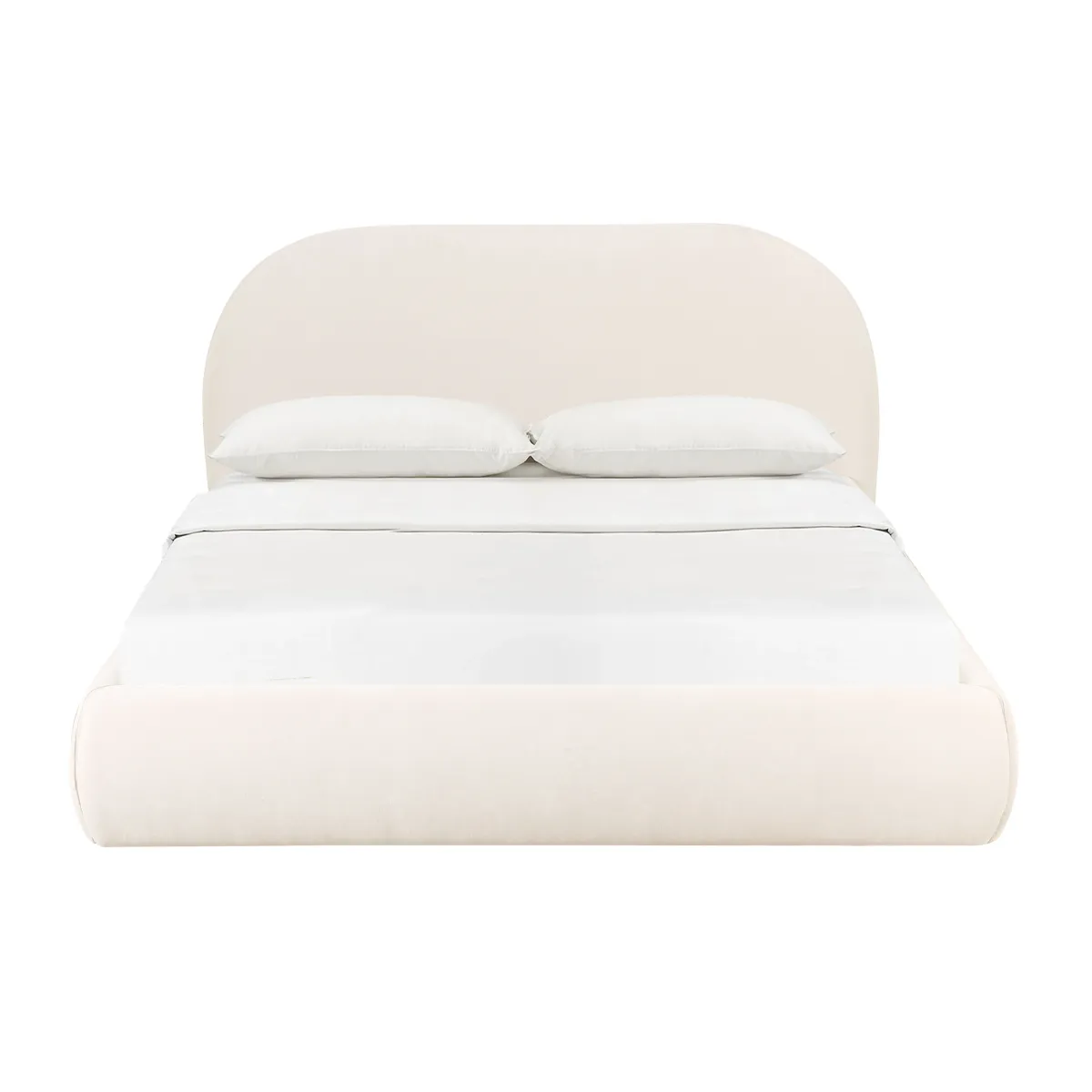 Bara Cream Textured Velvet Queen Bed