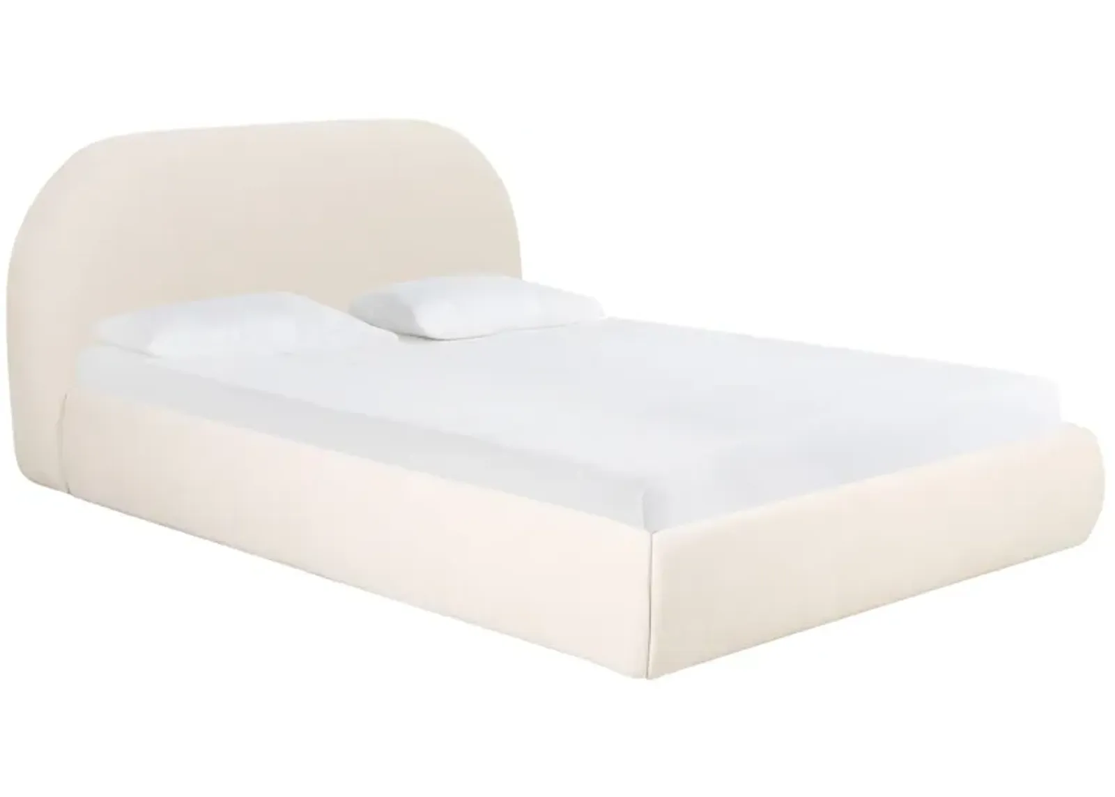 Bara Cream Textured Velvet Queen Bed