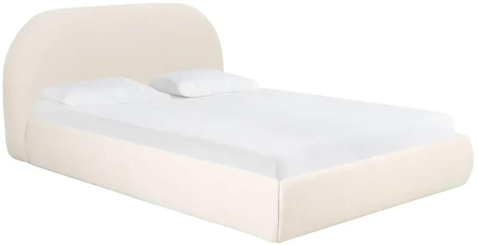 Bara Cream Textured Velvet King Bed