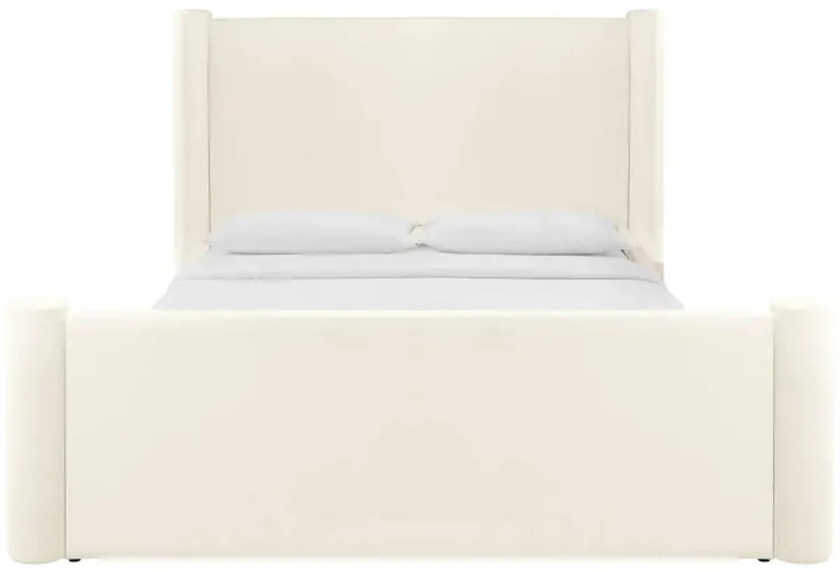 Athara Cream Velvet Queen Bed