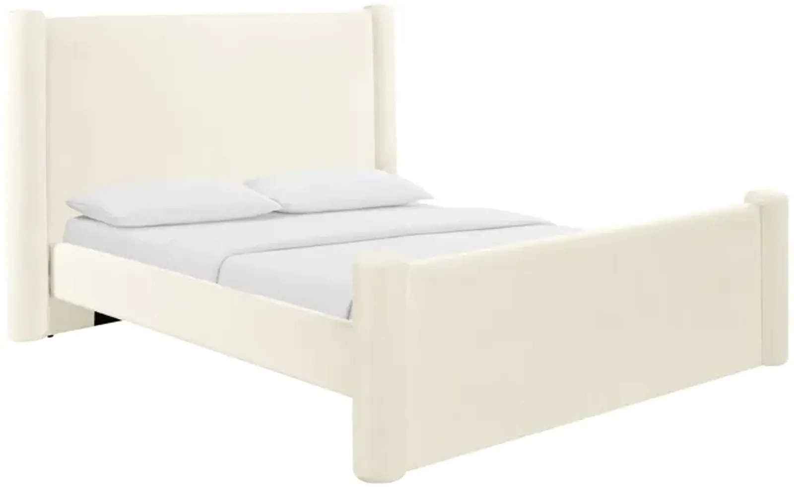 Athara Cream Velvet Queen Bed