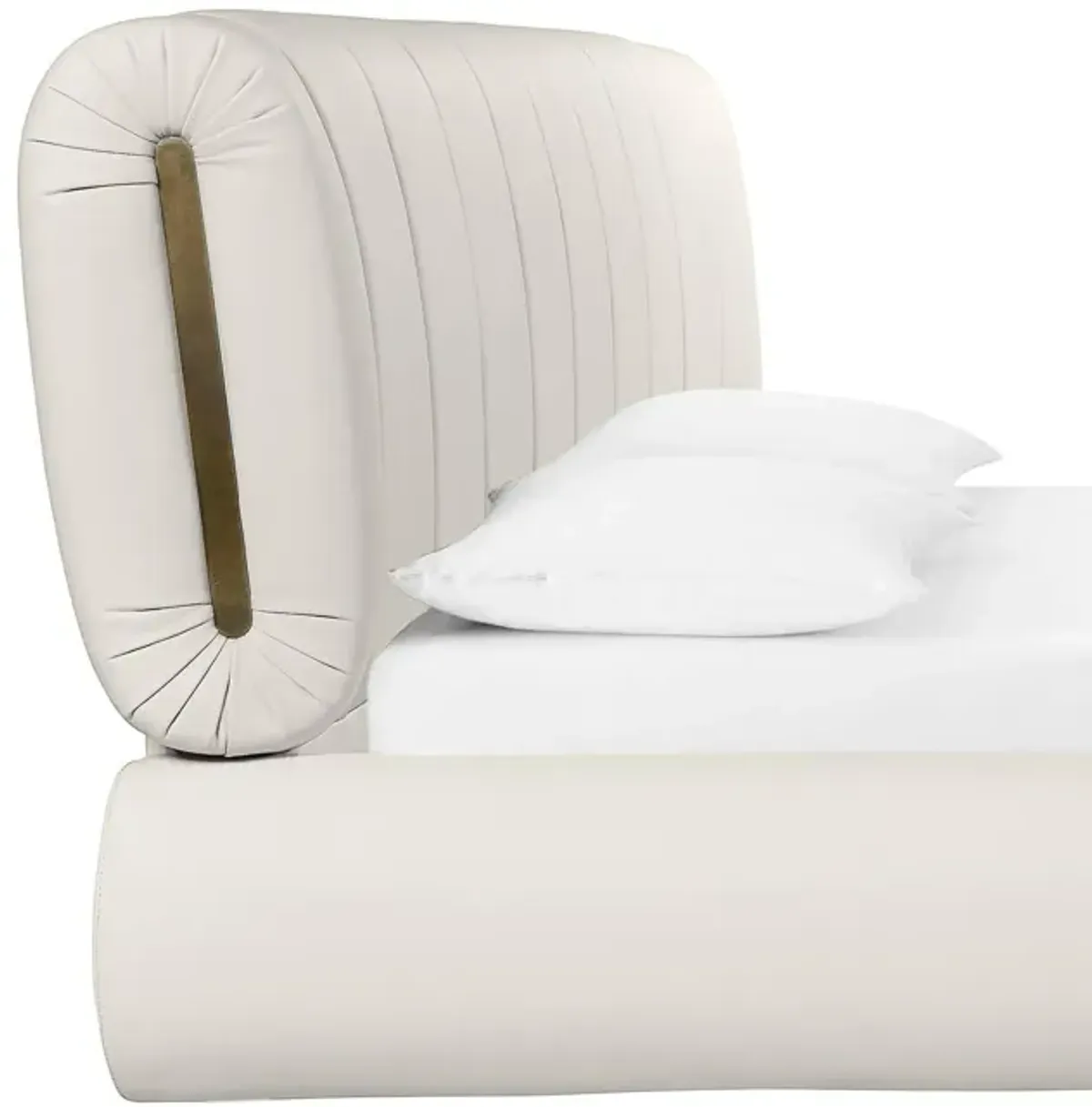 Karol Cream Vegan Leather Queen Bed