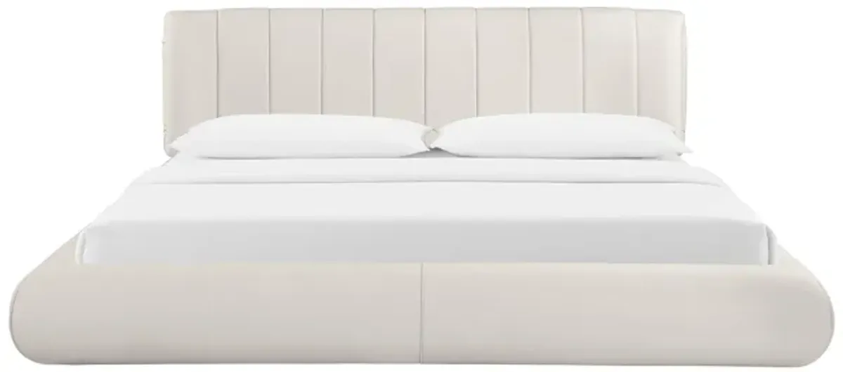 Karol Cream Vegan Leather Queen Bed