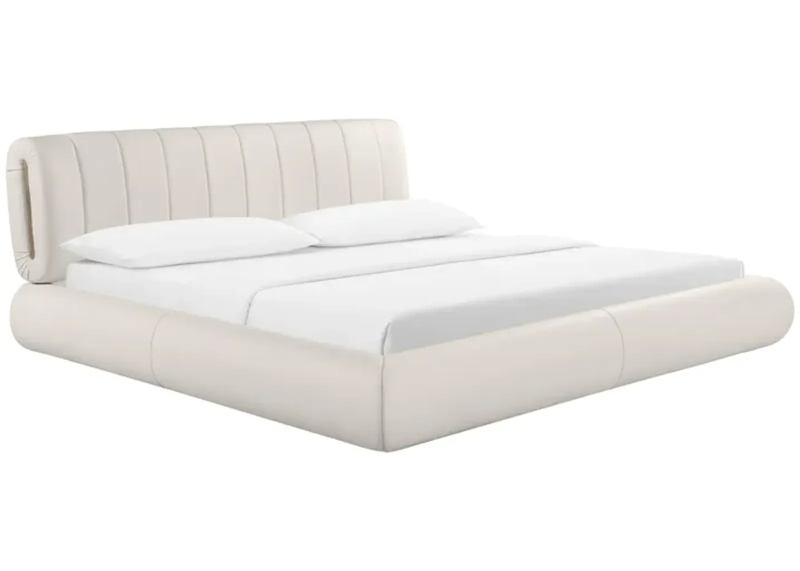 Karol Cream Vegan Leather Queen Bed