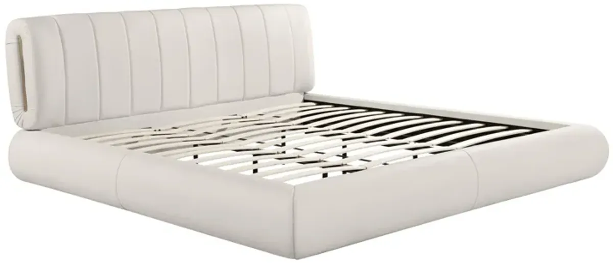 Karol Cream Vegan Leather King Bed