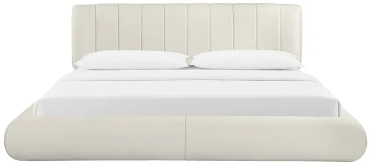 Karol Cream Vegan Leather King Bed