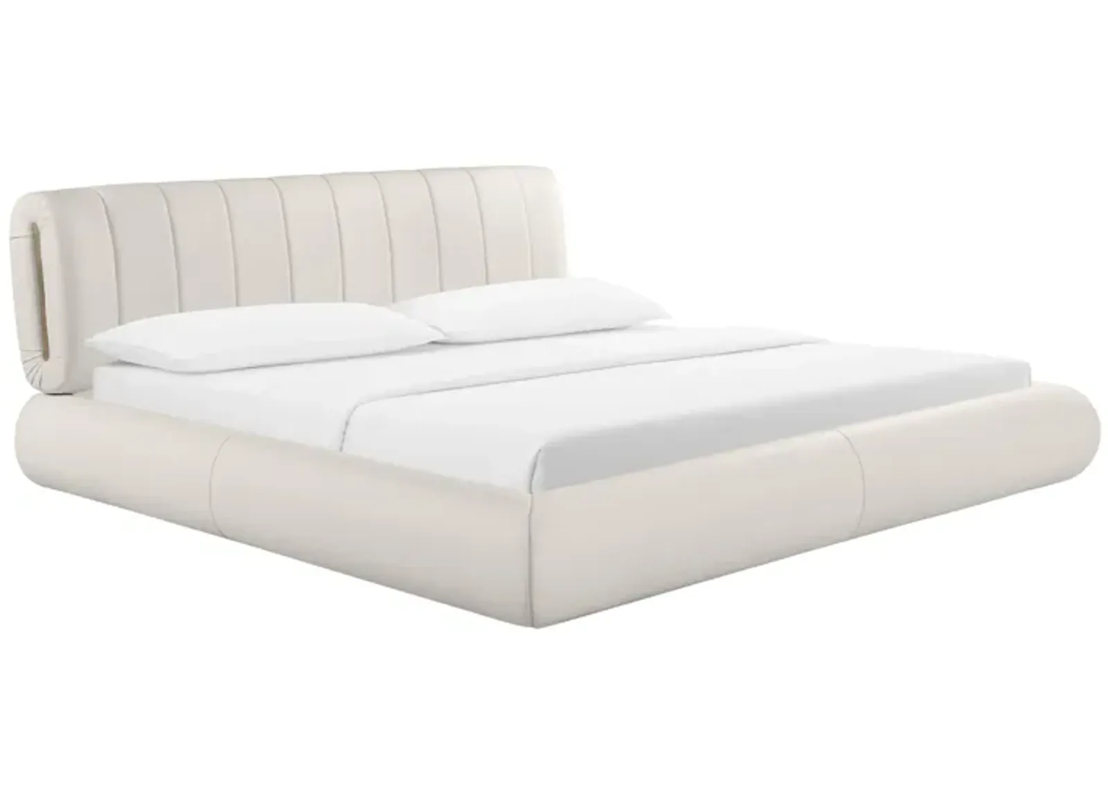 Karol Cream Vegan Leather King Bed