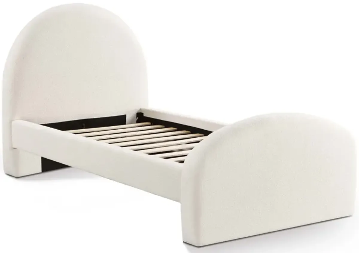 Moon Cream Boucle Twin Bed