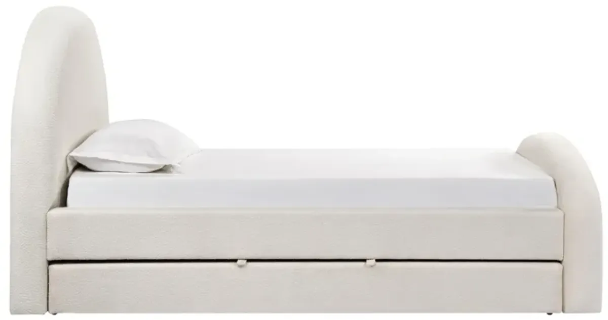 Moon Cream Boucle Twin Trundle Bed