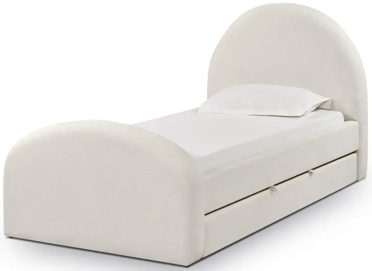 Moon Cream Boucle Twin Trundle Bed