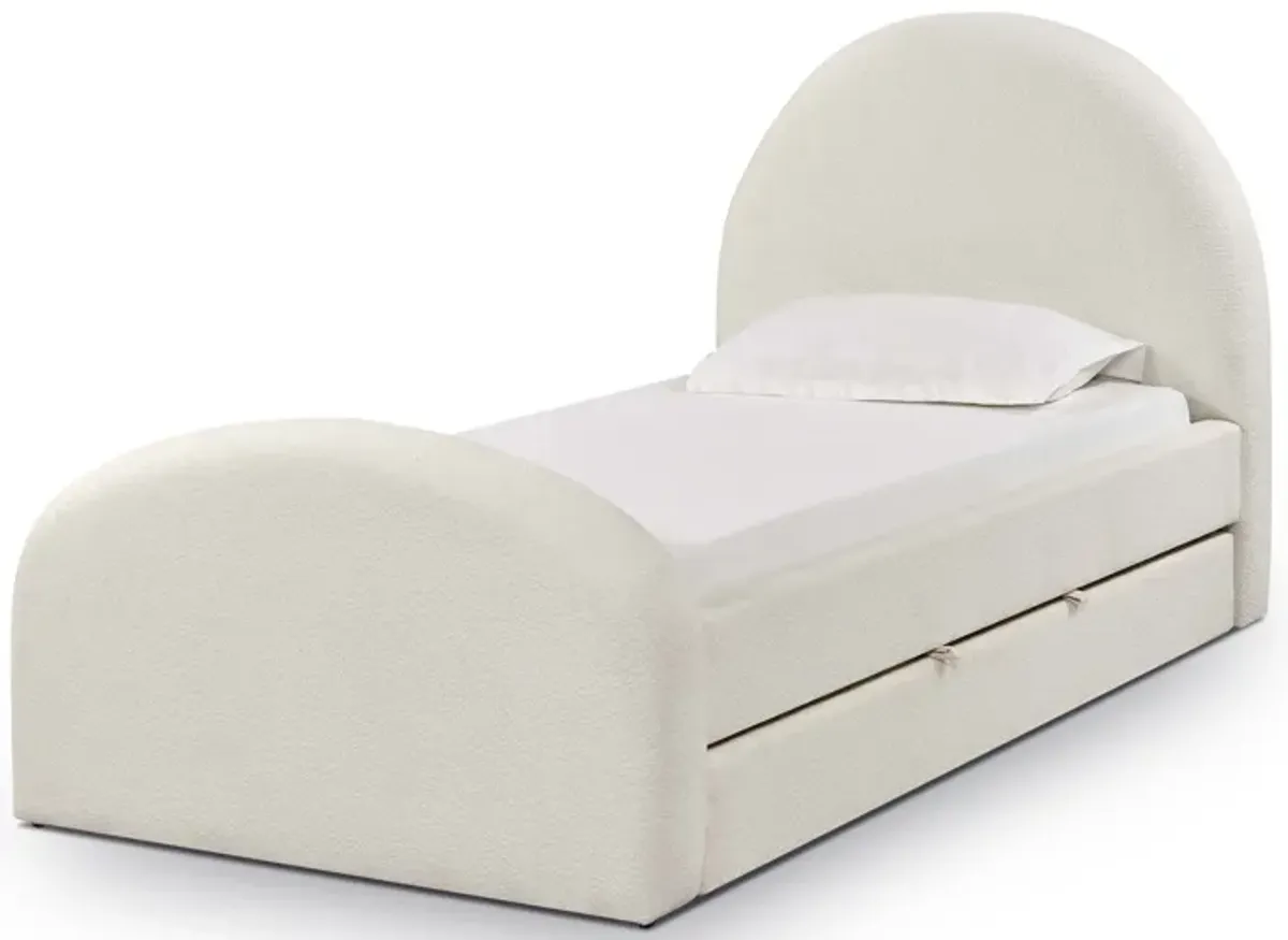 Moon Cream Boucle Twin Trundle Bed