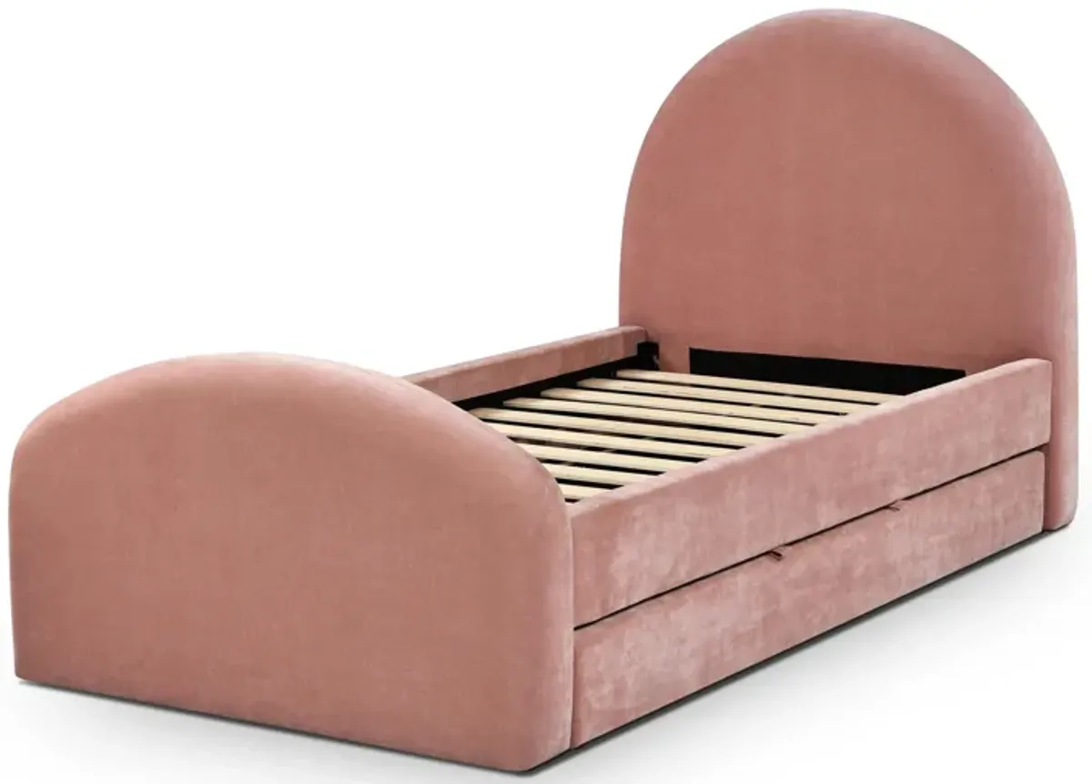 Moon Rose Upcycled Chenille Twin Trundle Bed