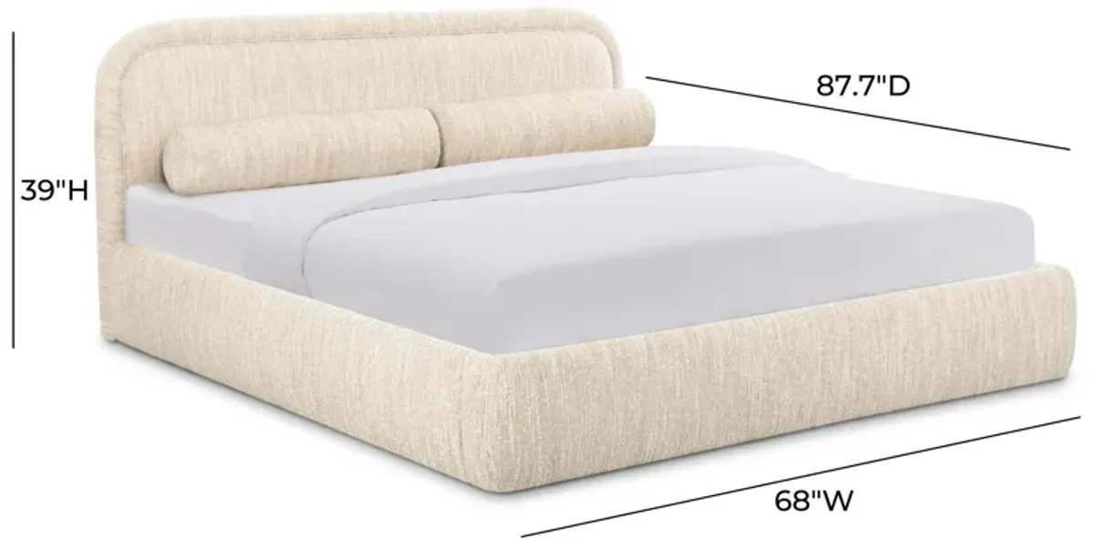 Murielle Cream Heavy Knubby Boucle Queen Bed