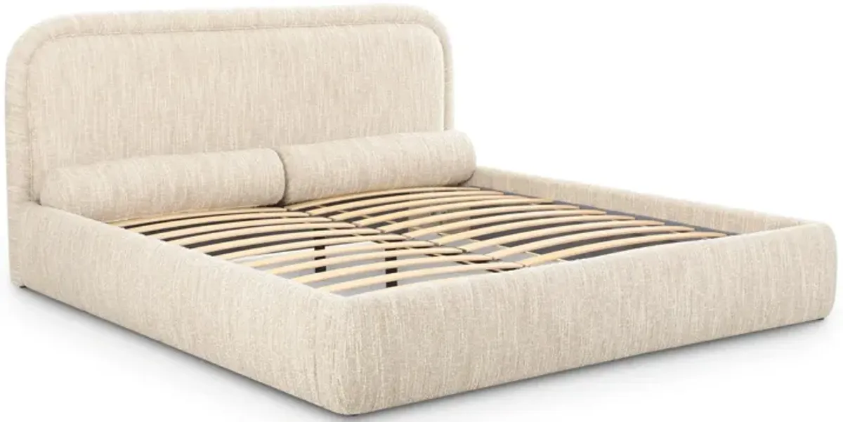 Murielle Cream Heavy Knubby Boucle Queen Bed