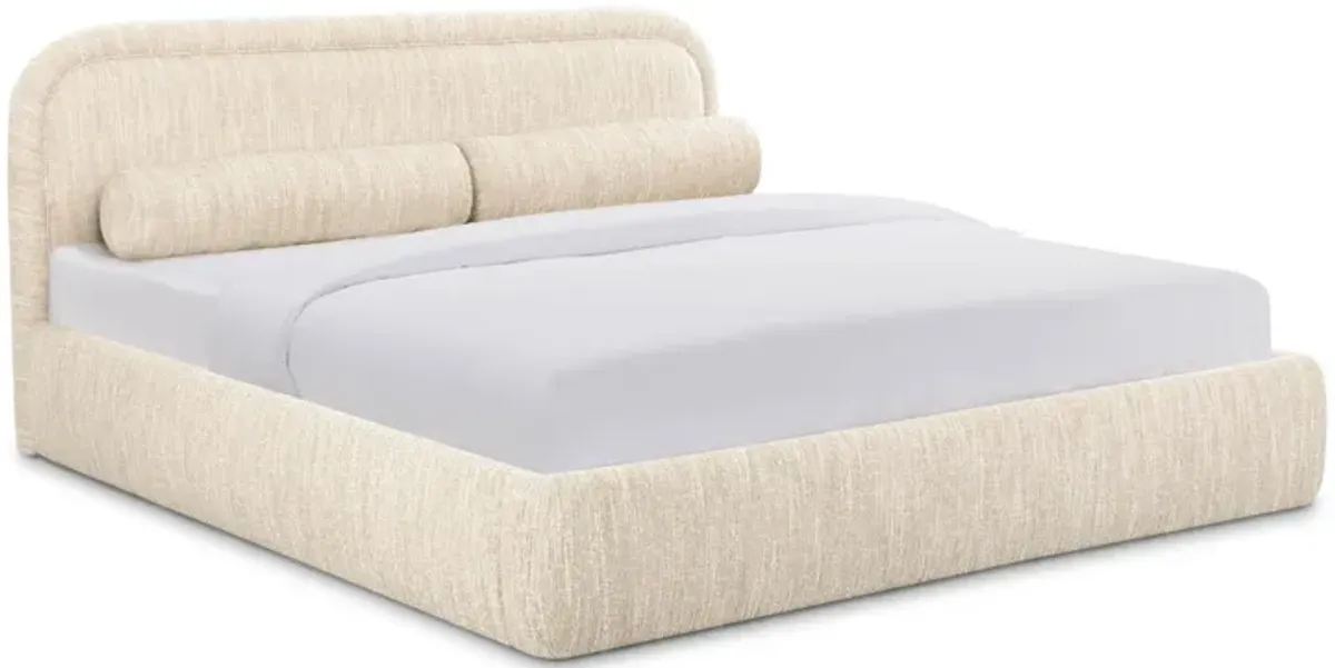 Murielle Cream Heavy Knubby Boucle Queen Bed