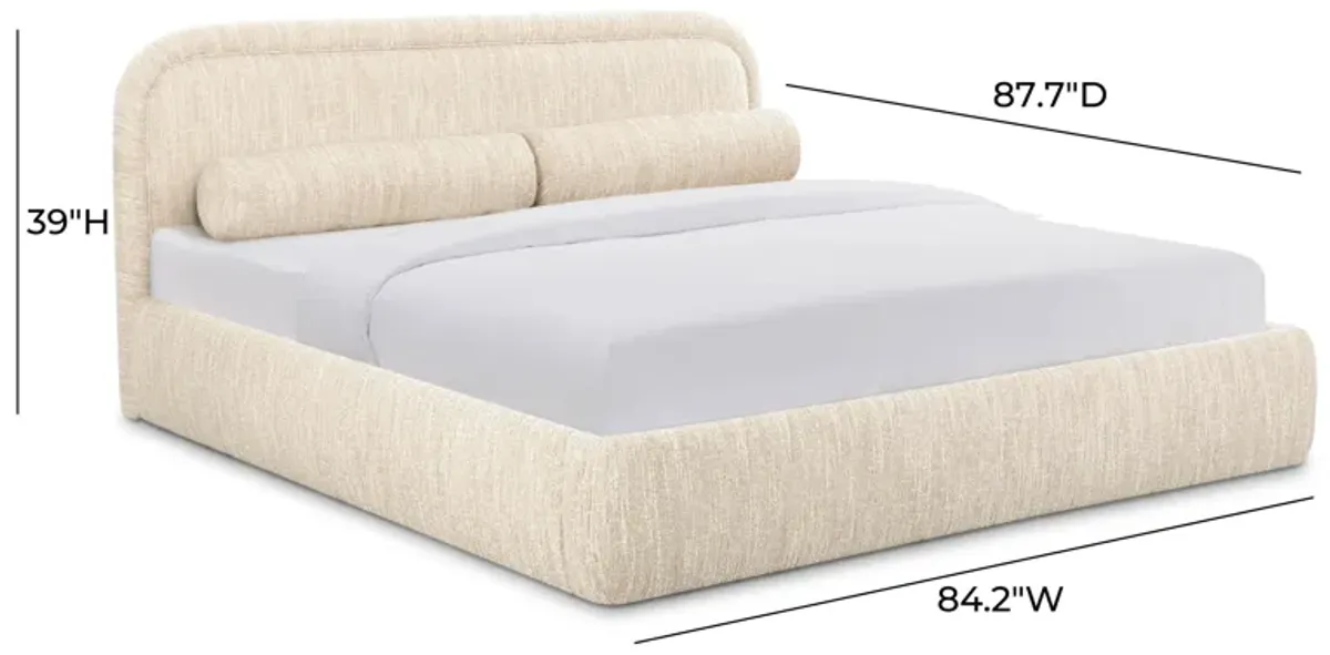 Murielle Cream Heavy Knubby Boucle King Bed