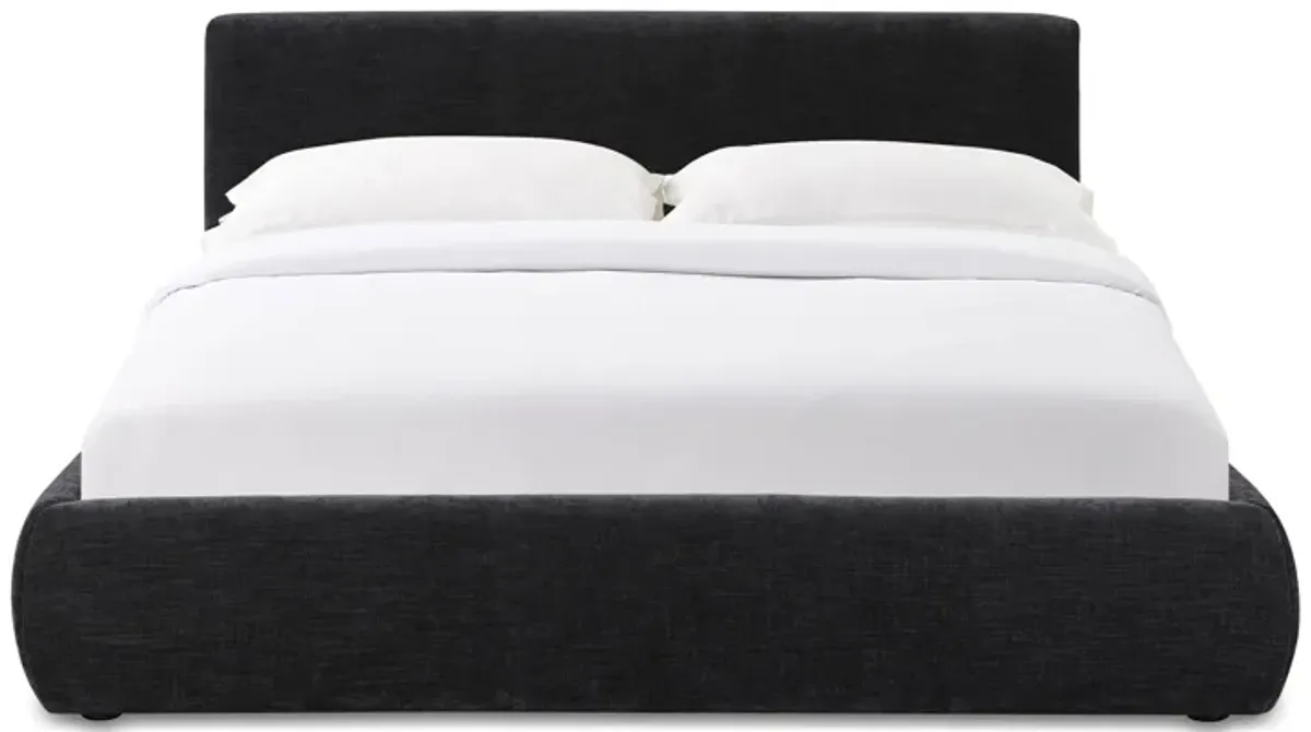 Isla Black Textured Velvet Queen Bed